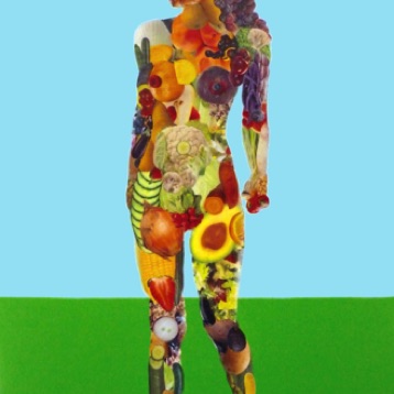 Vegan,
paper collage, acrylic on wood,
60x40 cm